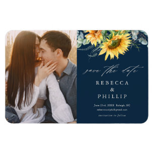 Rustic Sunflower Eucalyptus Wedding Save The Date Magnet