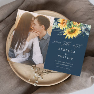 Rustic Sunflower Eucalyptus Wedding Save The Date Magnetic Invitation