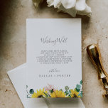 Rustic Sunflower Eucalyptus Wedding Wishing Well Enclosure Card<br><div class="desc">This rustic sunflower eucalyptus wedding wishing well enclosure card is perfect for a country wedding. The bohemian floral design features yellow sunflowers, blush pink flowers and hunter green eucalyptus greenery in watercolor with an elegant modern boho feel. Personalize this invitation enclosure card with your names, and a short wishing well...</div>