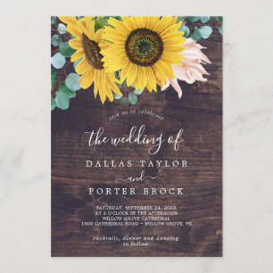 Rustic Sunflower Eucalyptus   Wood The Wedding Of Invitation