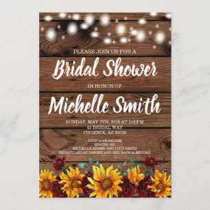 Rustic Sunflower Fall Bridal Shower Invitation