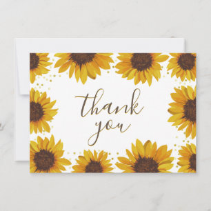 Rustic Sunflower Fall Bridal Shower Thank You Card