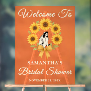 Rustic Sunflower Fall Bridal Shower Welcome  Acrylic Sign