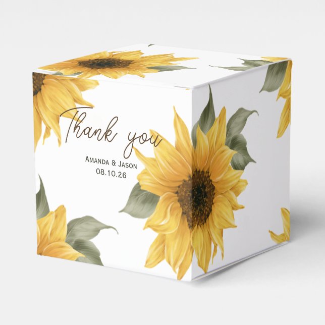 Rustic Sunflower, fall wedding Favor Box (Front Side)
