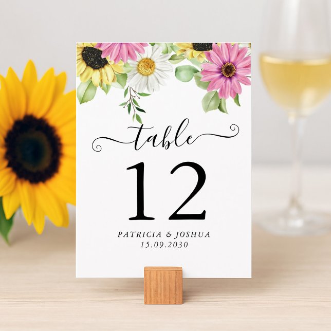 Rustic Sunflower Fall Wedding Table Number Card (Creator Uploaded)