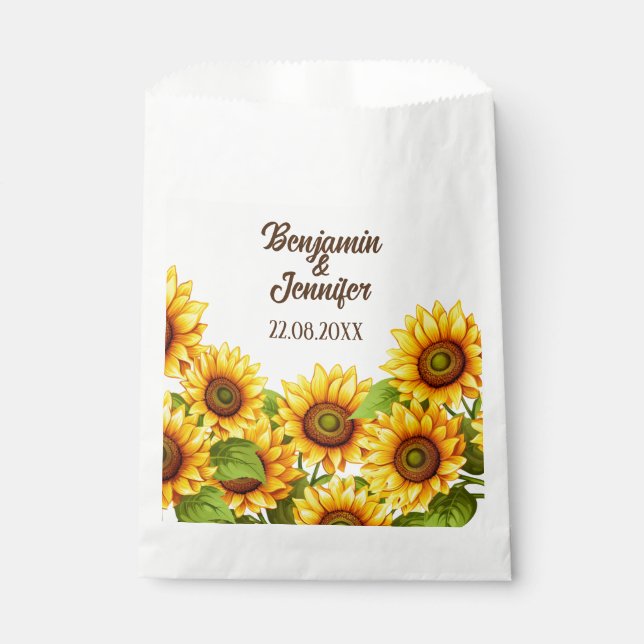 Rustic sunflower favour bag for wedding favours  (Front)