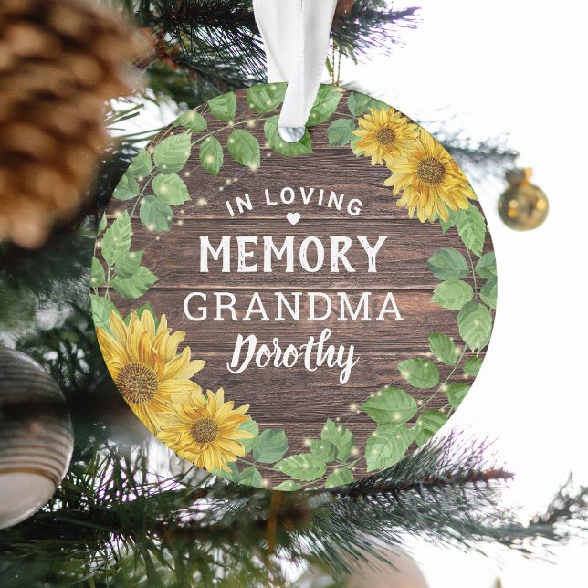 Rustic Sunflower Festive Photo | In Loving Memory Ornament (Creator Uploaded)