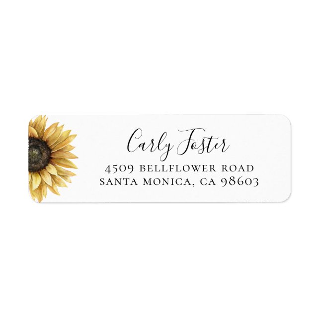 Rustic Sunflower Floral Adresse de retour (Devant)