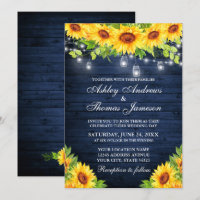 Rustic Sunflower Floral Blue Wood Mason Jar Lights