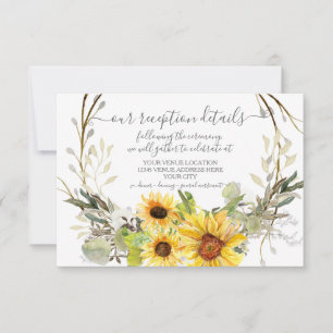 Rustic Sunflower Floral BOHO Watercolor Reception RSVP Card