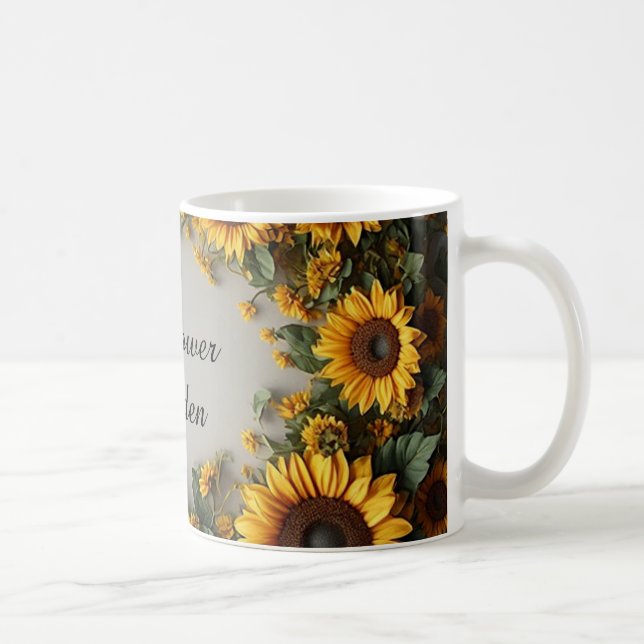Rustic Sunflower Floral Bouquet Design Coffee Mug (Right)
