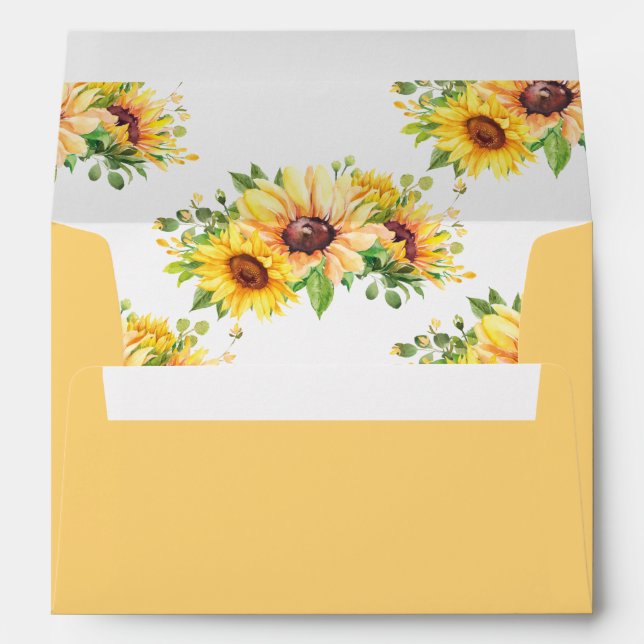 Rustic Sunflower Floral Greenery 5x7 Card A7  Envelope (Back (Bottom))