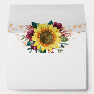Rustic Sunflower Floral Lights Wedding Envelope