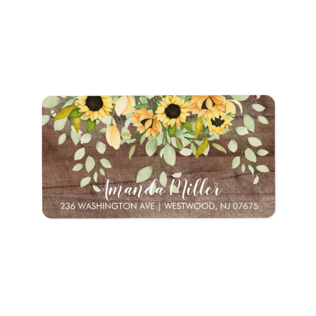 Rustic Sunflower Floral Return Address Label (Front)