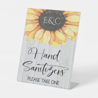 Rustic Sunflower Floral Sanitizer Monogram Wedding
