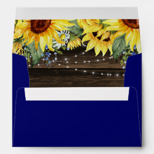 Rustic Sunflower Floral String Lights Blue Envelope