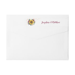 Rustic Sunflower Floral String Lights Wedding Wrap Around Label