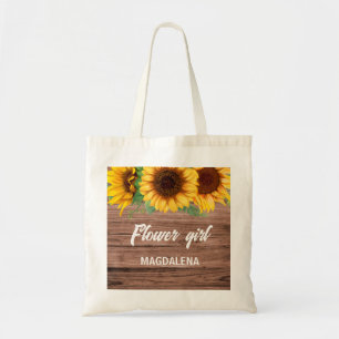 Rustic Sunflower Flower girl Bridesmaids gift  Tote Bag