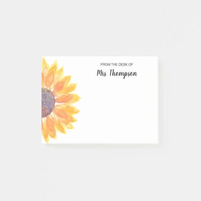 Rustic Sunflower From The Desk Of Teacher  Post-it Notes (Front)