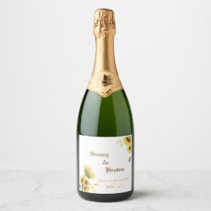 Rustic Sunflower Funny Wedding Sparkling Wine Label