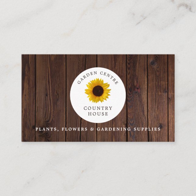Rustic Sunflower, Garden Center, Horticulturist Business Card (Front)