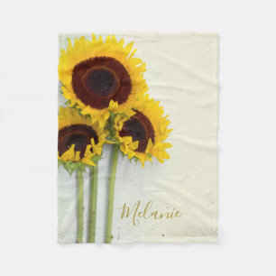 Rustic Sunflower Gold Yellow Mustard  Personal Fleece Blanket