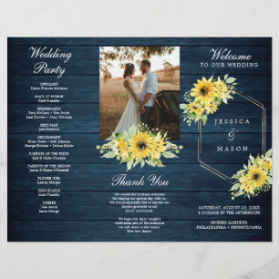 Rustic Sunflower Greenery Folded Wedding Program