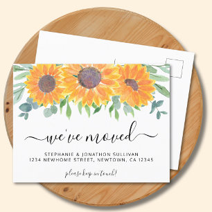 Rustic Sunflower Greenery Moving Announcement Postcard