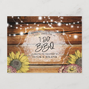 Rustic Sunflower I Do BBQ Engagement Party  Invitation Postcard