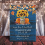 Rustic Sunflower Jar Pumpkins Navy Autumn Wedding Invitation<br><div class="desc">Rustic Autumn Sunflower Jar & Pumpkins String Lights Navy Barn Wedding Invitations.</div>
