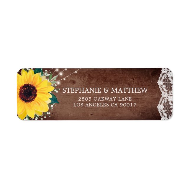 Rustic Sunflower Lace Babys Breath Lights (Front)