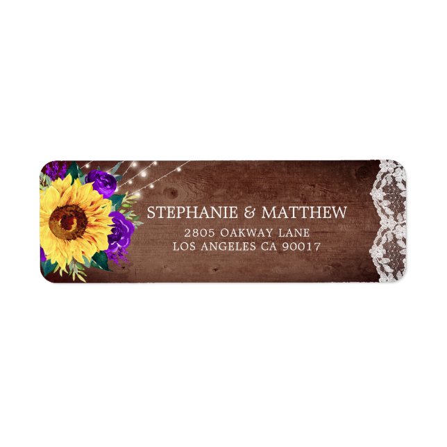 Rustic Sunflower Lace Purple Floral Wood Lights (Front)