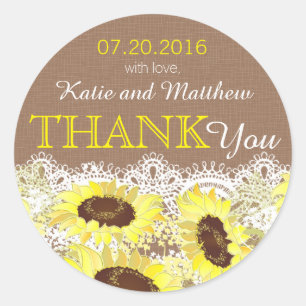 Rustic Sunflower Lace Thank You Label