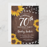 Rustic Sunflower & Lights Surprise 70th Birthday Invitation<br><div class="desc">This design features pretty painted, watercolor sunflowers on a rustic wood background accented with string lights. Click the customize button for more flexibility in modifying the text or moving the graphics! Variations of this design as well as coordinating products are available in our shop, zazzle.com/store/doodlelulu. Contact us if you need...</div>
