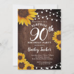 Rustic Sunflower & Lights Surprise 90th Birthday Invitation<br><div class="desc">This design features pretty painted, watercolor sunflowers on a rustic wood background accented with string lights. Click the customize button for more flexibility in modifying the text or moving the graphics! Variations of this design as well as coordinating products are available in our shop, zazzle.com/store/doodlelulu. Contact us if you need...</div>