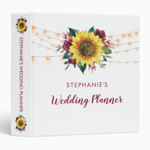 Rustic Sunflower Lights Wedding Planner Binder