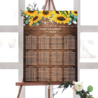 Rustic Sunflower Lights Wedding Seating Chart
