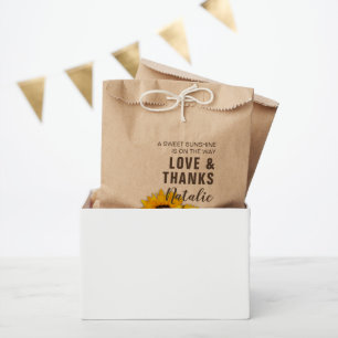 Rustic Sunflower Love and Thanks Baby Shower Favour Bag