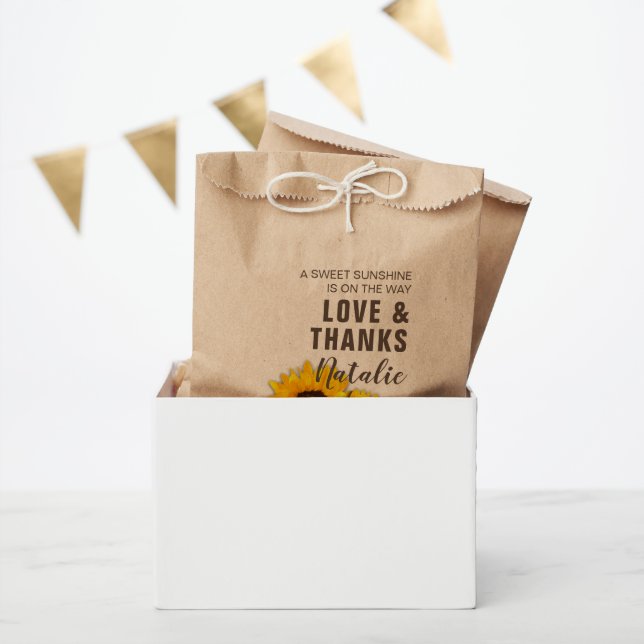 Rustic Sunflower Love and Thanks Baby Shower Favour Bag (Party)