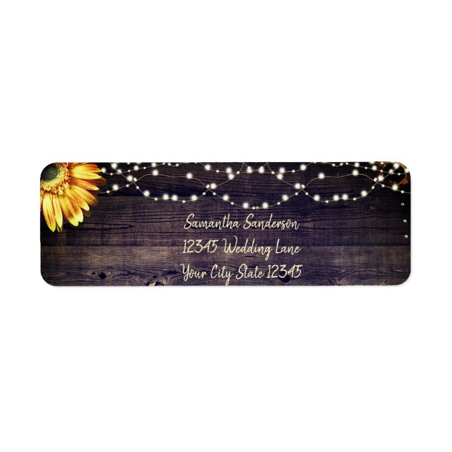 Rustic Sunflower Mariage Adresse de retour (Devant)