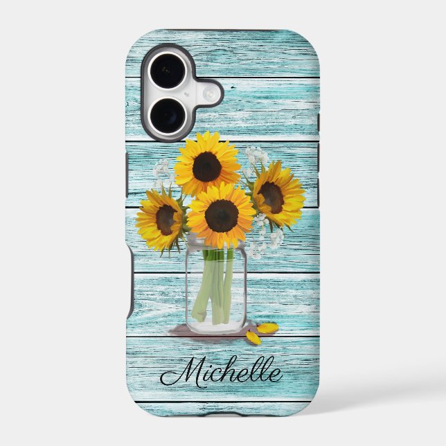 Rustic Sunflower Mason Jar (Back)