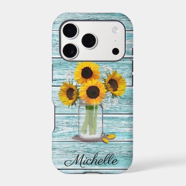 Rustic Sunflower Mason Jar (Back)