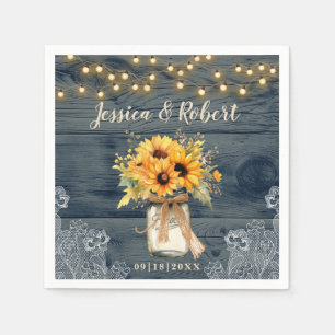 Rustic Sunflower Mason Jar Country Wedding Napkin