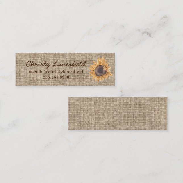 Rustic Sunflower Mini Business Card (Front/Back)