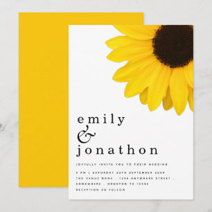 Rustic Sunflower Modern Typography Wedding Invitation