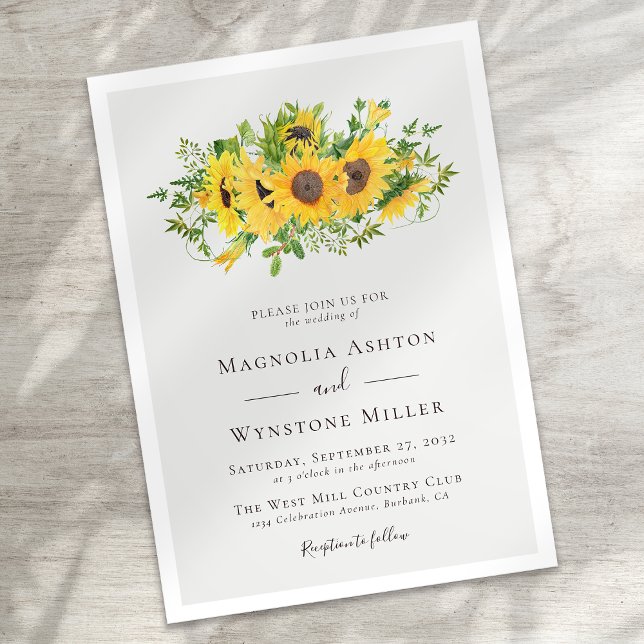 Rustic Sunflower Modern Wedding Invitation (Creator Uploaded)