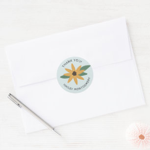 Rustic Sunflower Name and Thank You Sticker