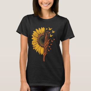 Rustic Sunflower Nature Birds in Flight T-Shirt
