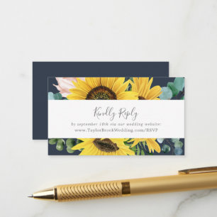 Rustic Sunflower   Navy Wedding Website RSVP Enclosure Card