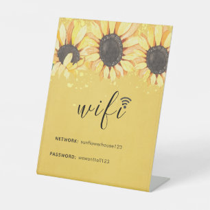 Rustic Sunflower Network WiFi Password Pedestal Si Pedestal Sign